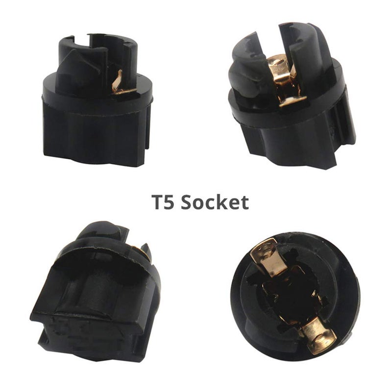 WLJH 10pcs T5 Twist Lock Socket 74 73 37 2721 Wedge Base 3/8" 9 mm Socket Dashboard Instrument Panel Cluster Plug Lamp Dash Light Bulbs Socket 12V - Image 4